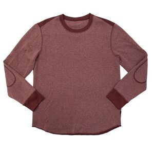 Oakley Sweatshirt Men L Large Raisin Red Striped Crew Neck Tri Blend Elbow Patch